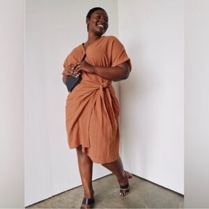 ABLE Wrap Rust Orange Midi Dress